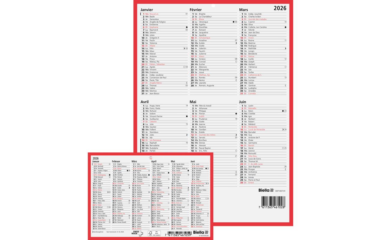 Tafelkalender 16.5 x 11.5 cm, 6 Monate pro SeiteWandkalender 2026