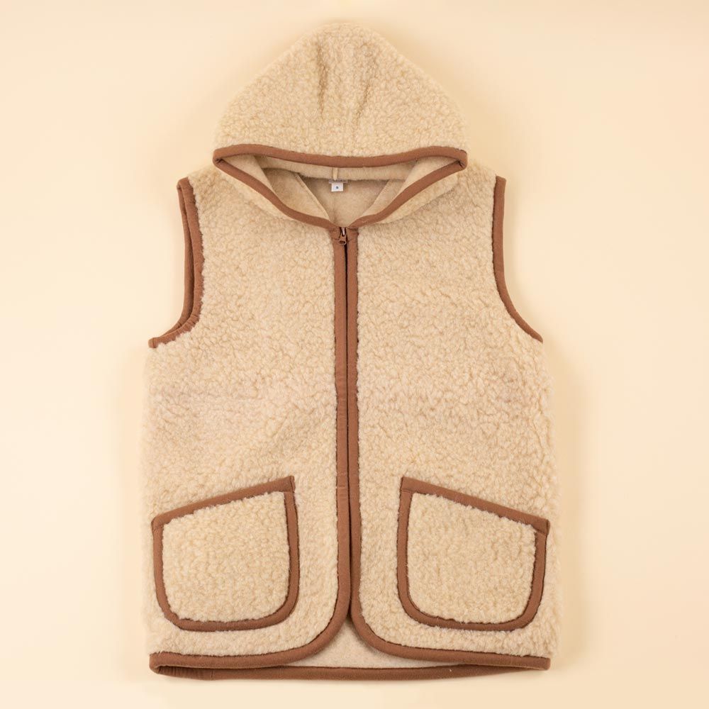 Moonrise dames wollen vest Ronja bruin met capuchon