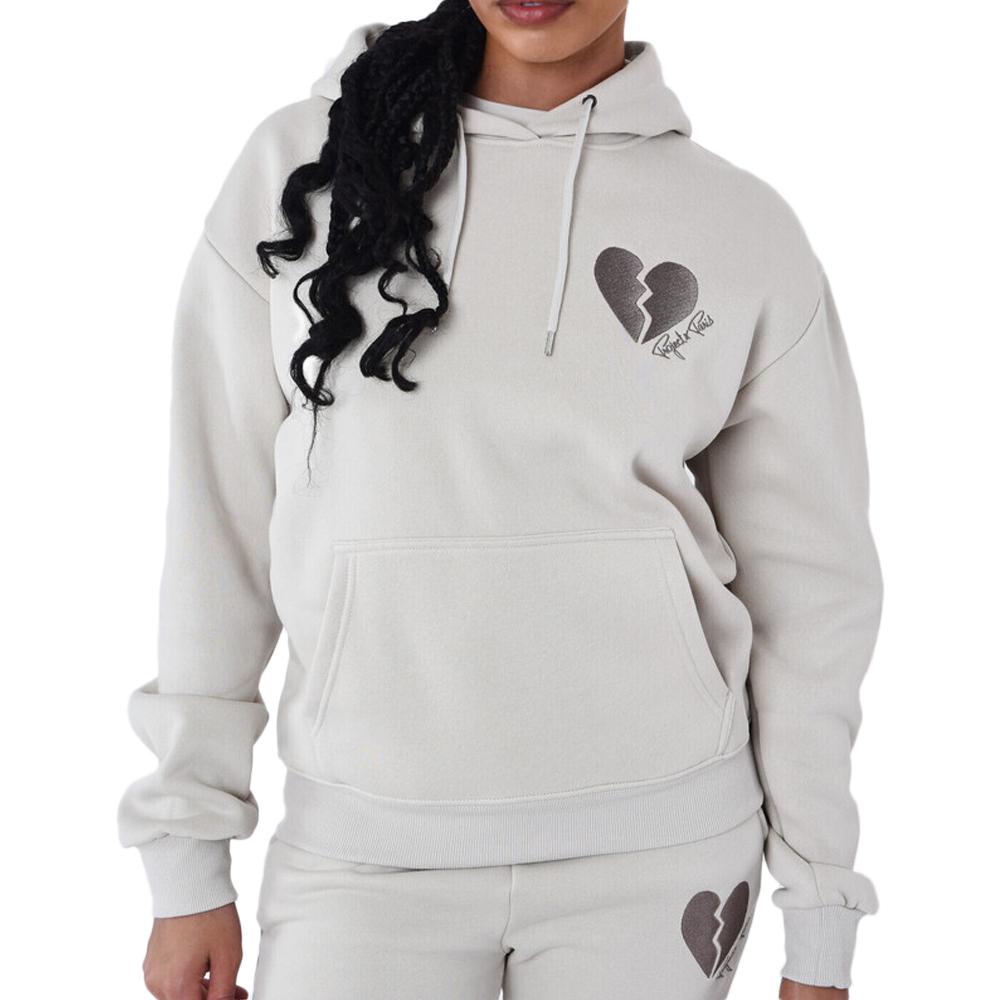 Project X Paris Sweat à Capuche Gris Clair Femme Project X Paris à Cœur Brise