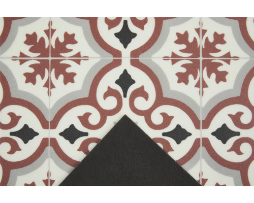 Vevox PVC vloer, tegellook, rood/grijs FB567, 200 cm breed (per meter verkocht)