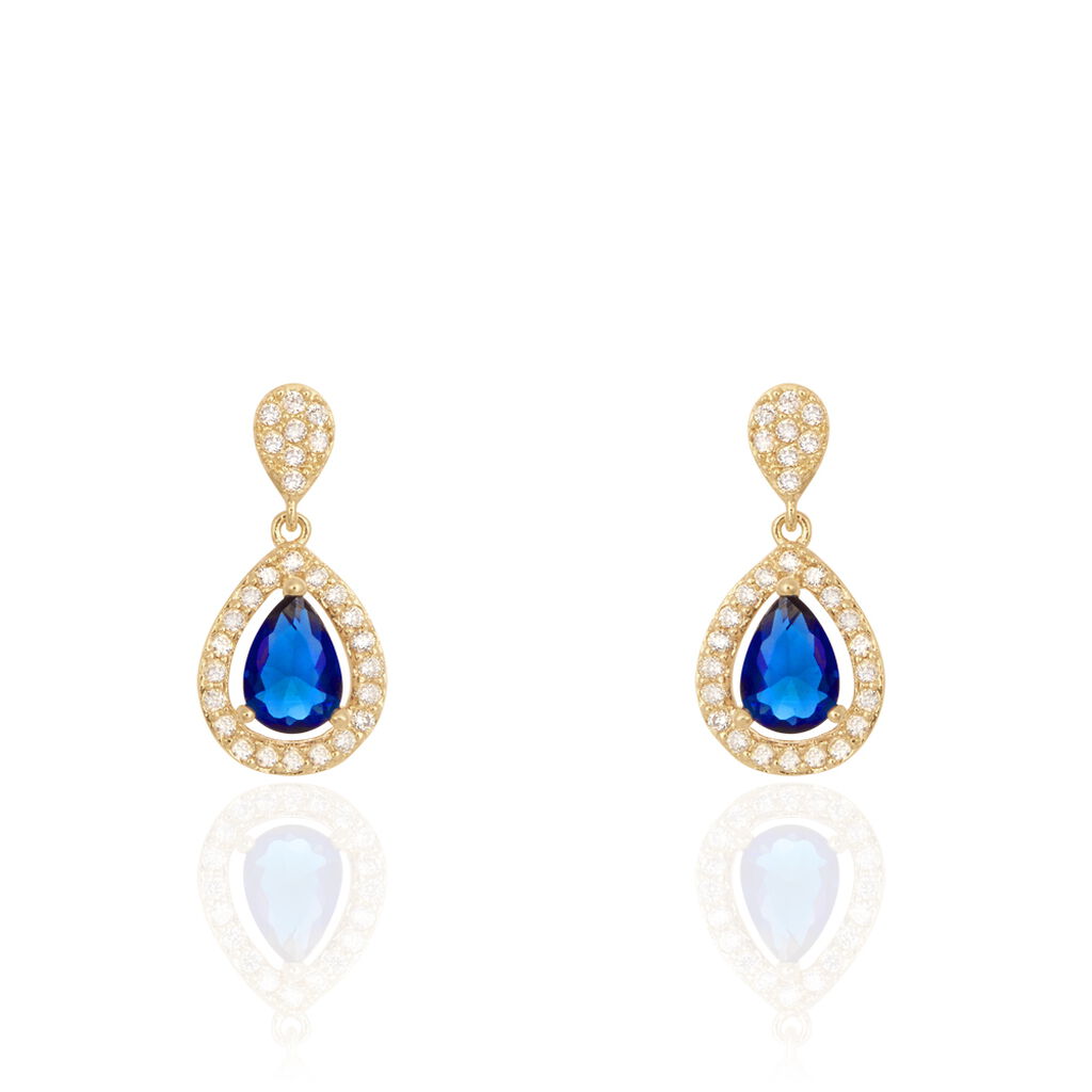 Boucles D'oreilles Pendantes Brigita Plaqué Or Pierre De Synthese