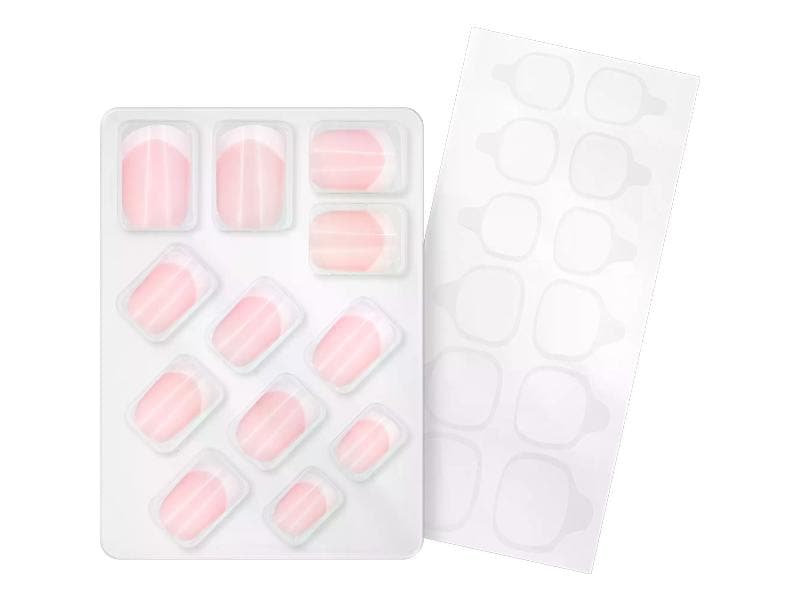 essence French Manicure click-on Nails 12 Stück Kunstnägel mit selbstklebenden Pads im French Manicure-Look