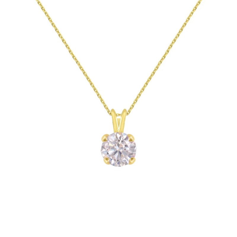 Collier - Pendentif Or Jaune Zirconium Rond - Femme