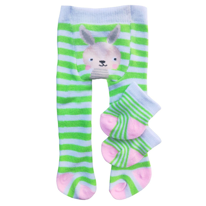 Puppen Strumpfhose mit Söckchen - Lustige Tiere - Größe 28 - 35 cm - 1 Stück
