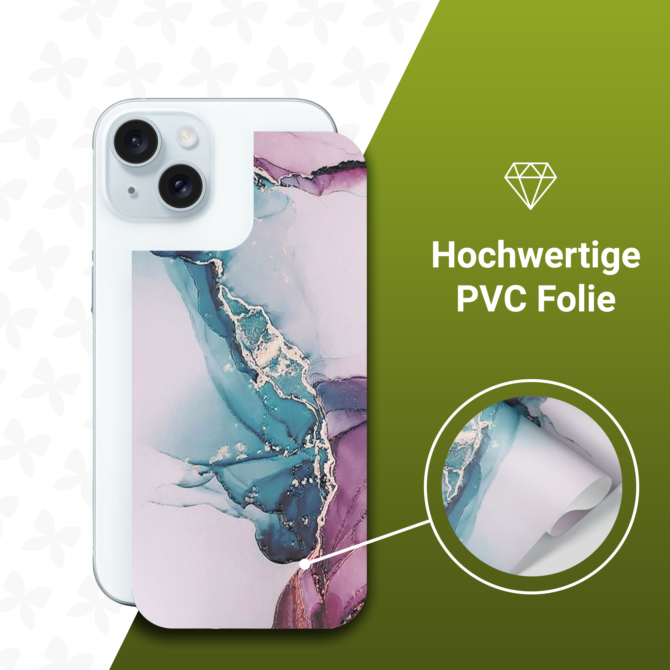 (2er Set) iPhone 14 Backcover Schutzfolie Swiss Made - Elegance Satin Marble