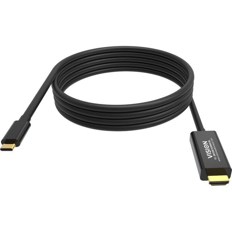 Vision TC 2MUSBCHDMI8K/BL câble de téléphone portable Noir 2 m USB C