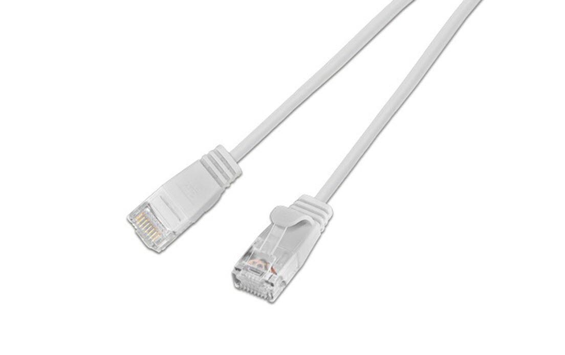Slimpatchkabel RJ-45 - RJ-45, Cat 6, UTP, 1.5 m, WeissLightpatchkabel rund, ungeschirmtes Twisted-Pair-Kabel (U/UTP) mit Klinkenschutz
