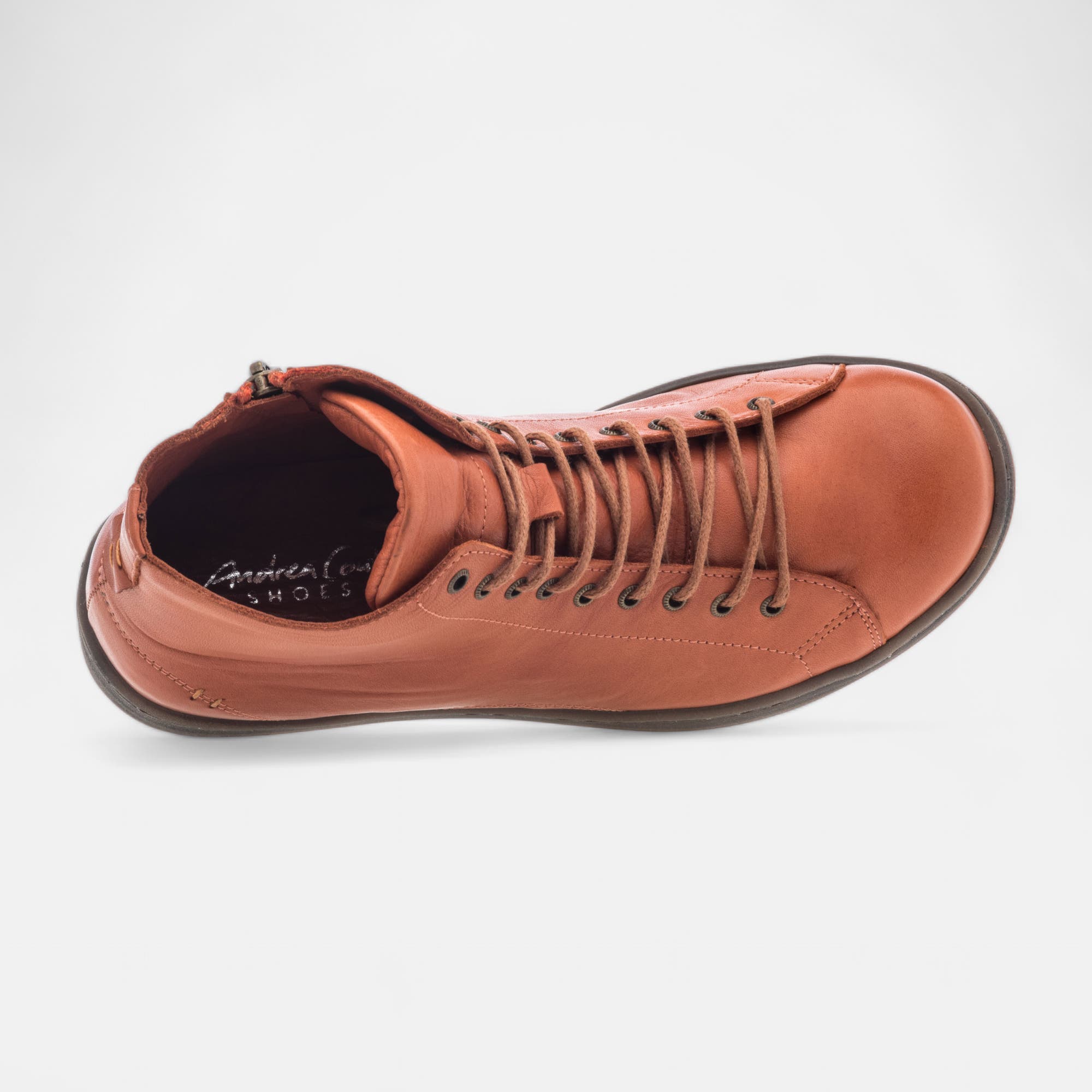 Baskets hautes Femme en cuir orange