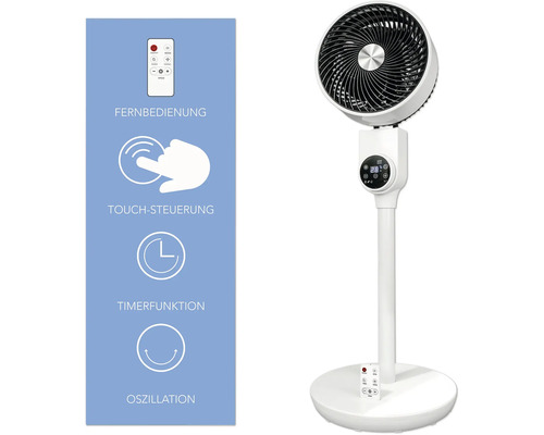 Staande ventilator X4-LIFE Fan Penguin Ø 25 cm 50 B wit H 880 mm met afstandsbediening