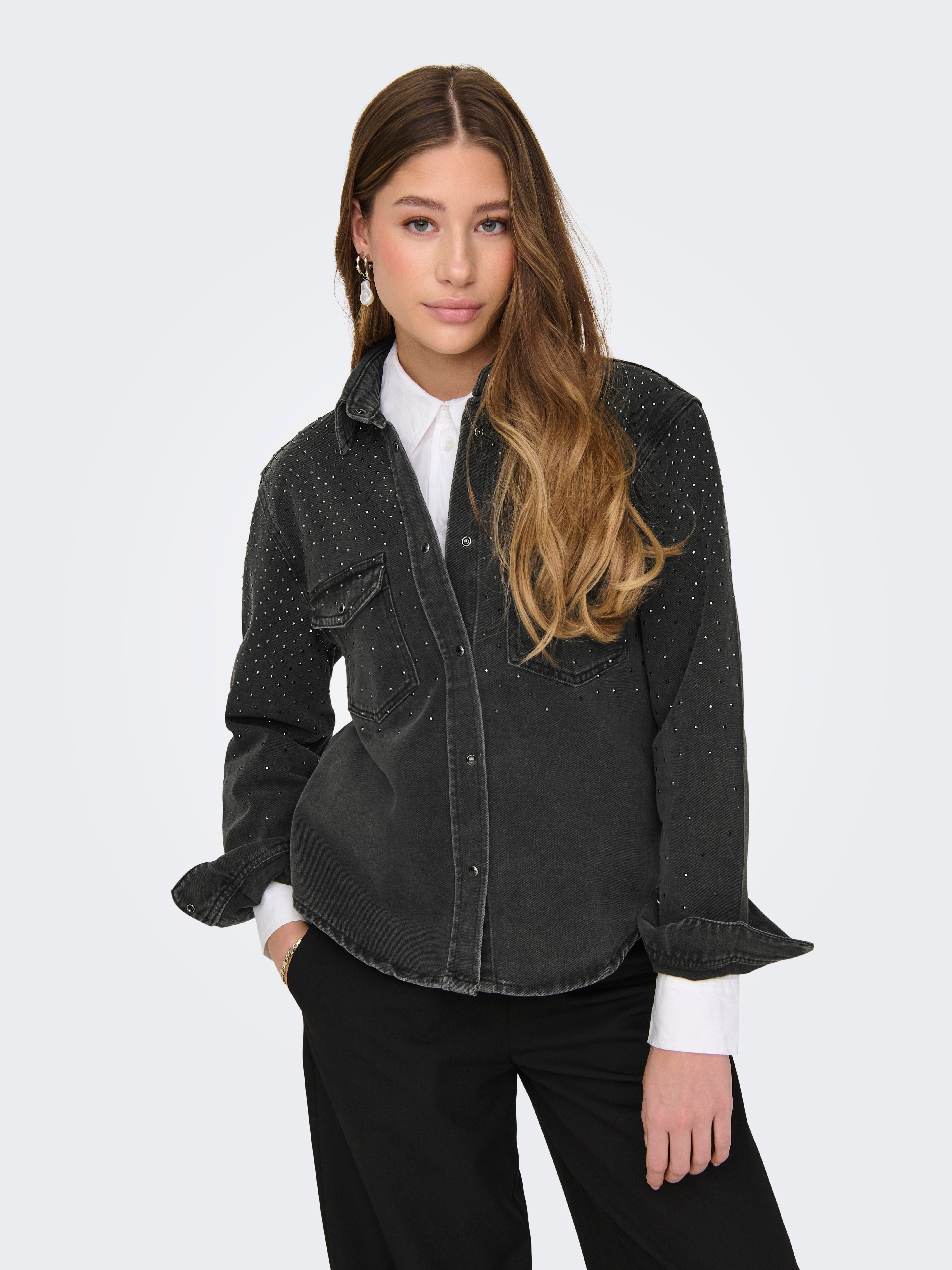 JDYSTINE Jeanshemd Black Denim