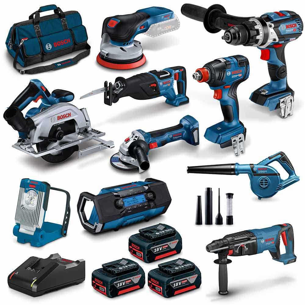 Kit combinado de 10 baterias sem escova BOSCH 18V (3 x 5,0Ah) - Código 0615990N3B
