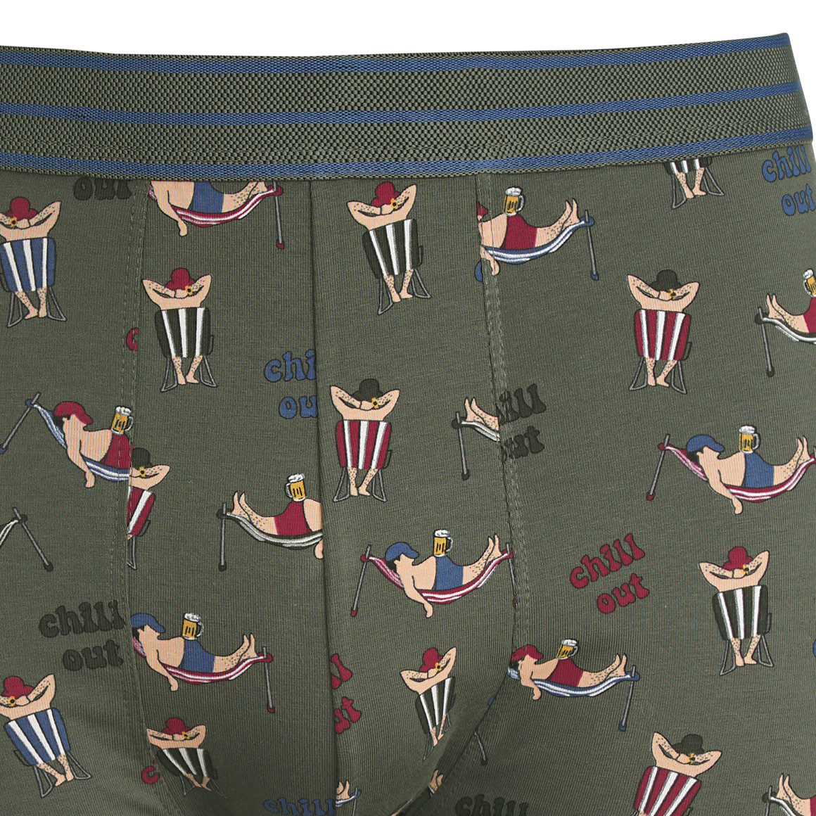 VanVaan Herren Retroshorts mit Liegestuhl-Print oliv