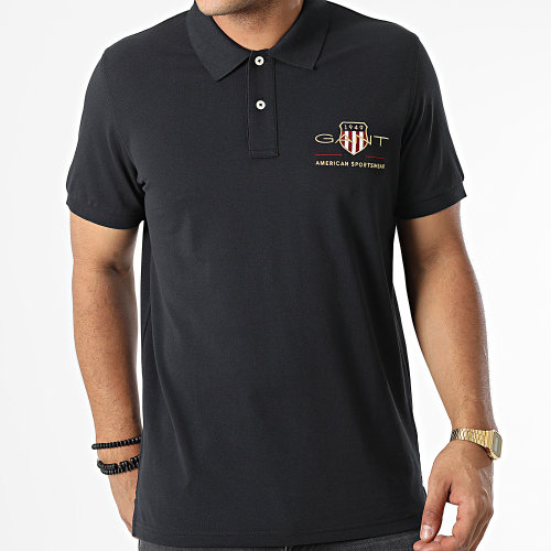 Polo Manches Courtes Archive Shield Pique 2002014 Noir