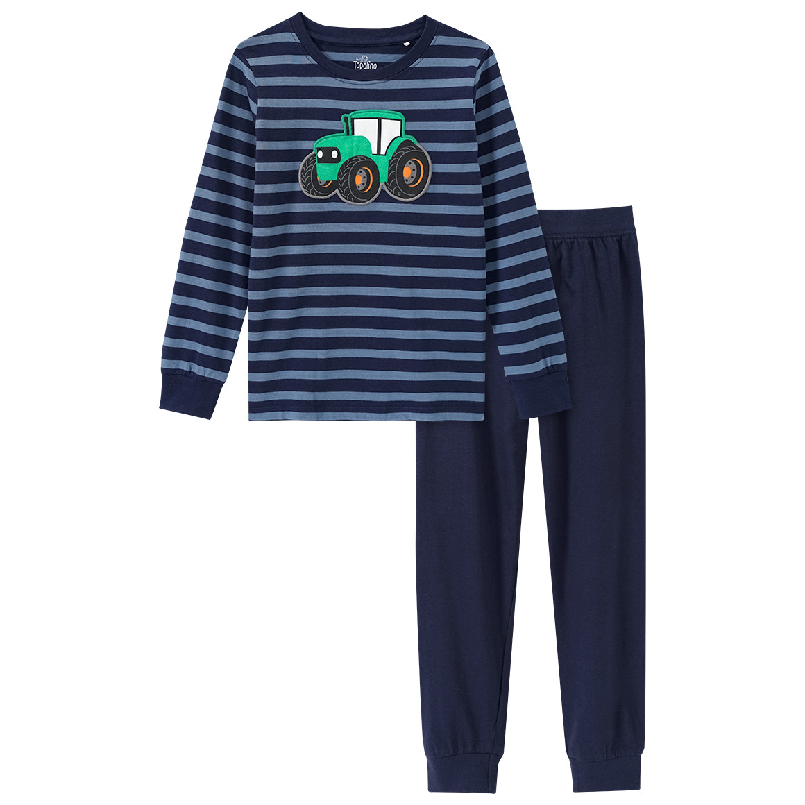 Topolino Jungen Schlafanzug mit Traktor-Applikation dunkelblau / blaugrau