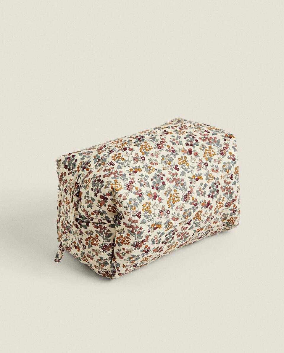 Nécessaire infantil de tecido com estampa floral
