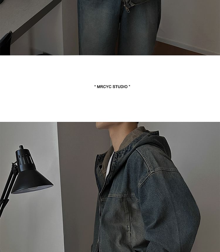 MRCYC - Denim jack met capuchon en rits / Mid Rise Washed Straight Leg Jeans / Set