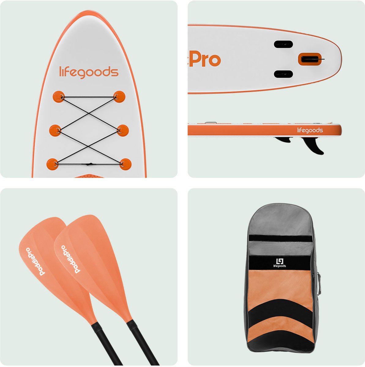 LifeGoods PaddlePro SUP Board - White/Orange