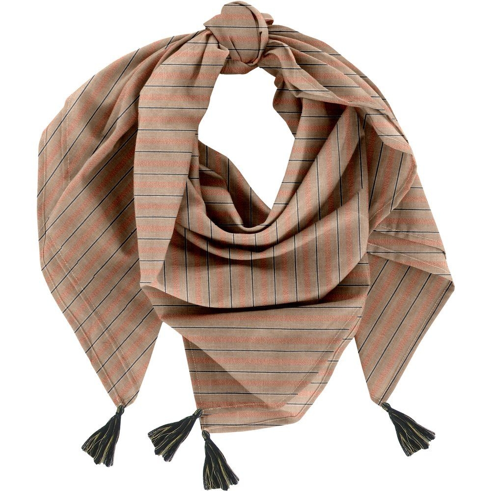 Foulard Pompon Rayure Bronze Cuivrée