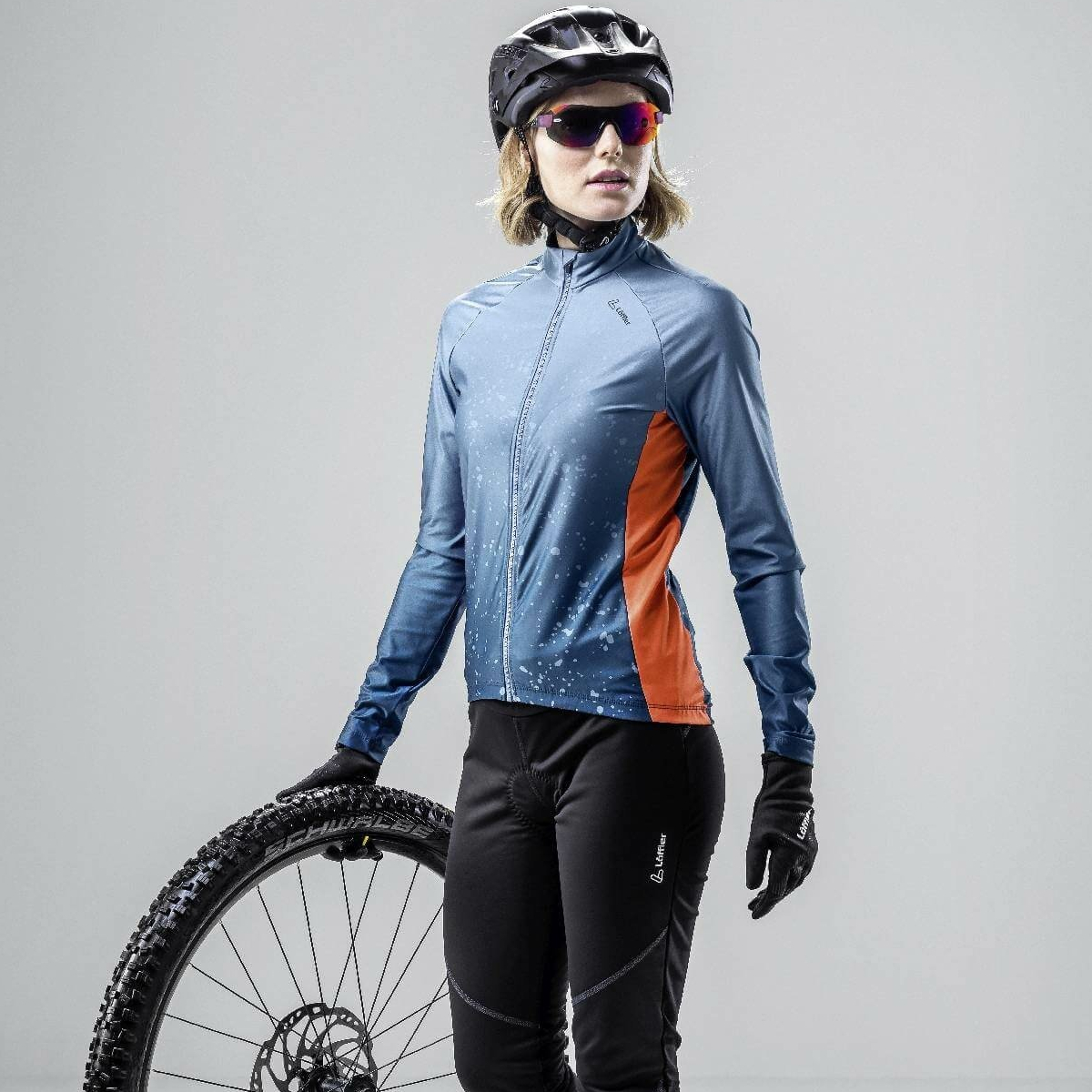 Löffler Dirt blauw dames lange mouwen wielrenshirt