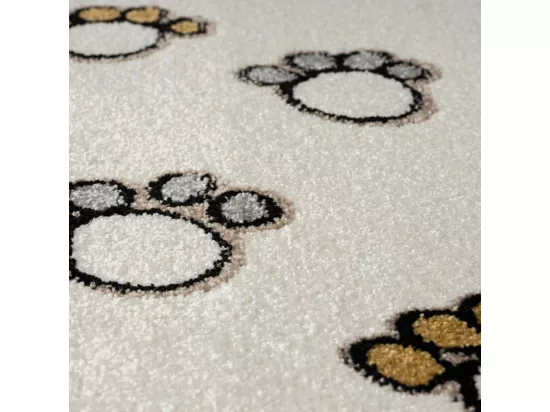 Tapis enfant 80x150 rectangle tissé crème motif animaux SWEETLION