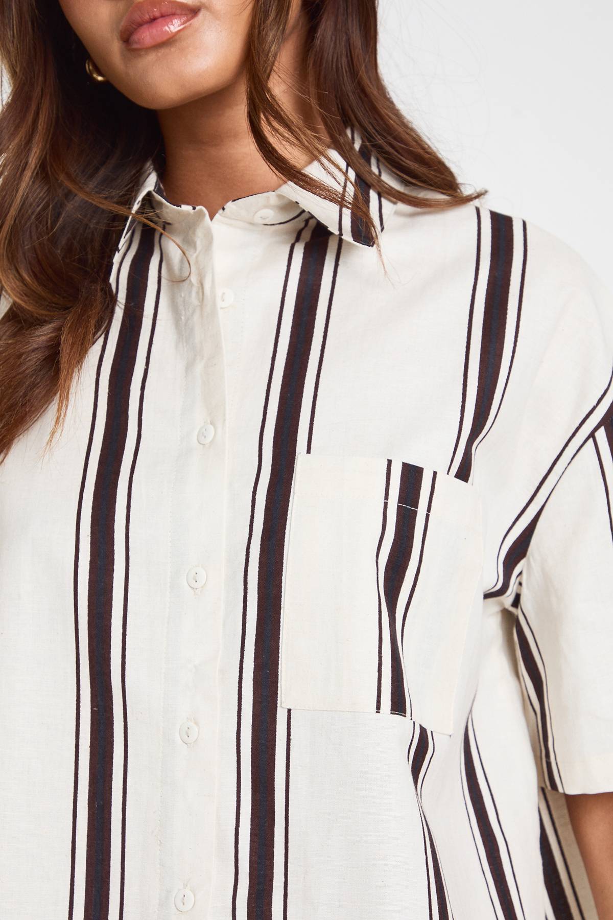 boohoo Ensemble Coordonné Chemise Ample Et Short À Rayures Effet Lin