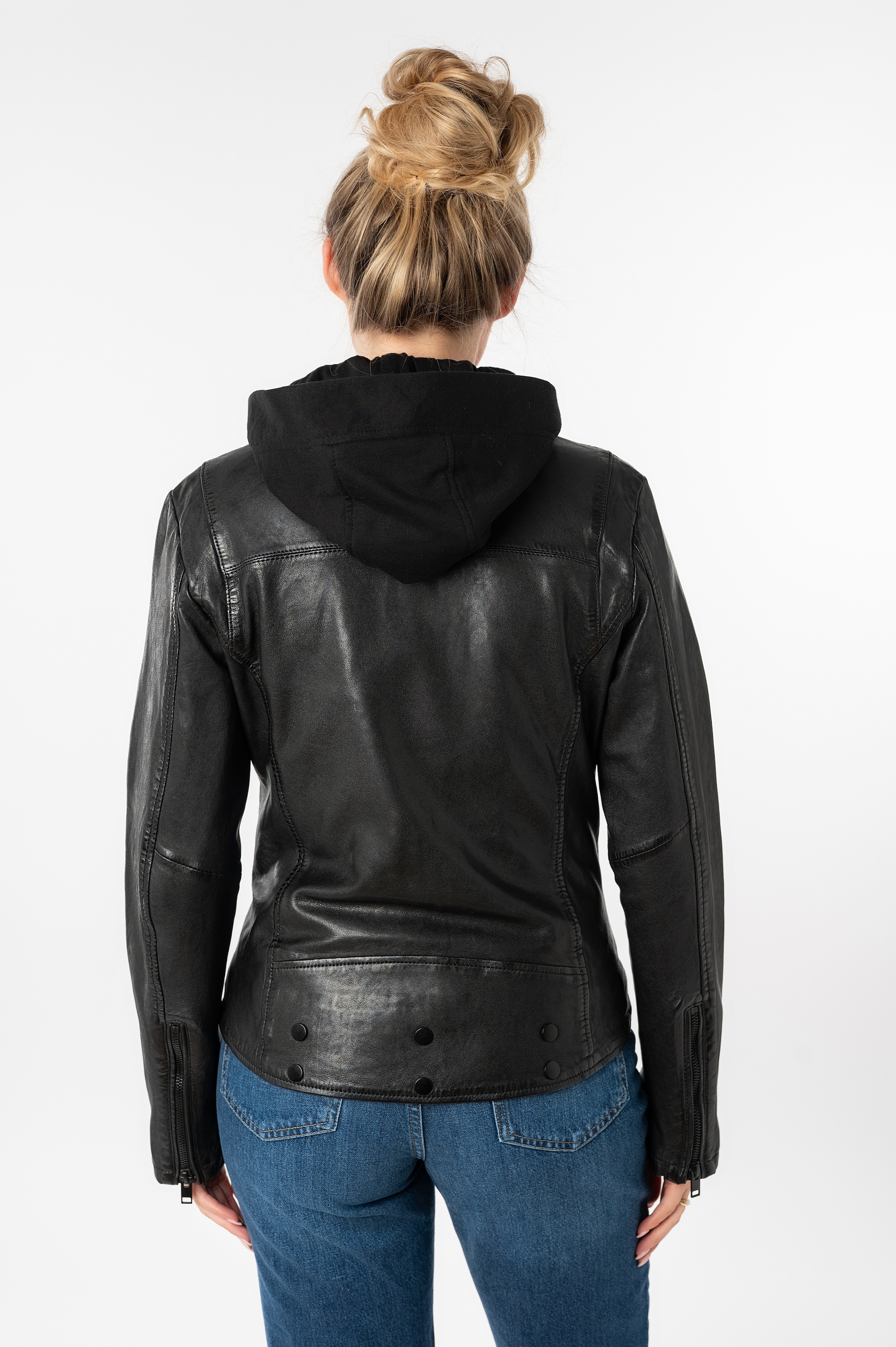 Mauritius Lederjacke »MWTary SF« mit Kapuze mit Jerseykapuze und Reverskragen, Slim Fit