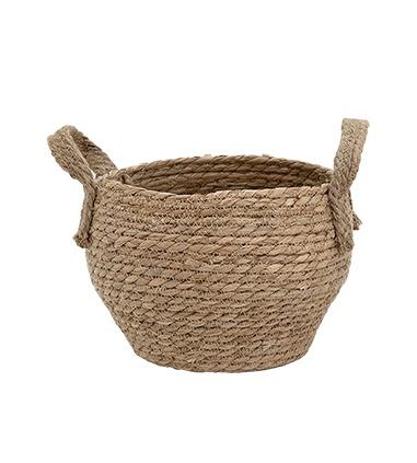 CACHE POT JONC TRESSE AVEC POIGNEES 20X15CM