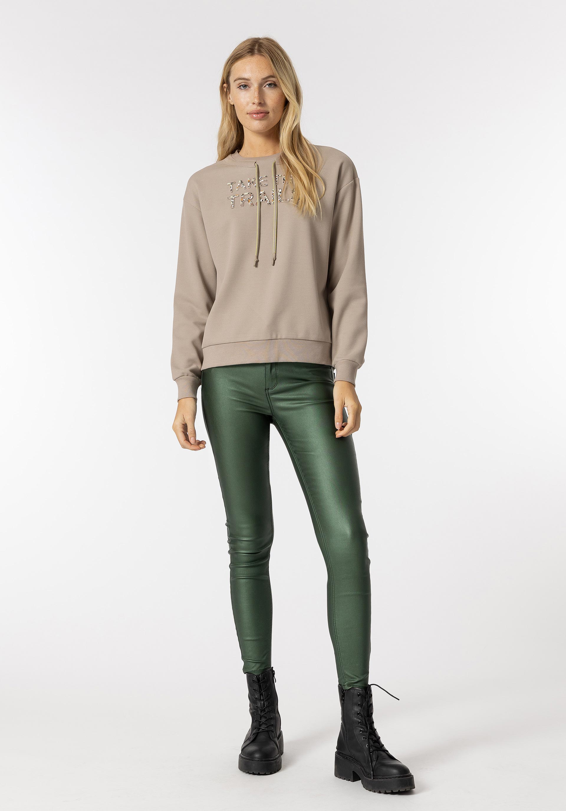 Calças Body Curve Skinny Cintura Alta Coated