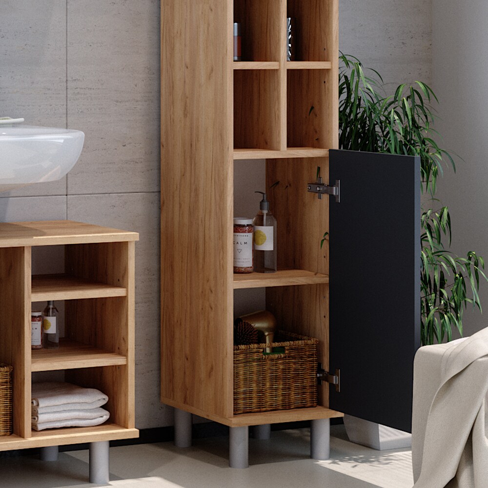 Vicco Badschrank Fynn Midischrank 8 Fächer Hochschrank Badezimmerschrank Bad