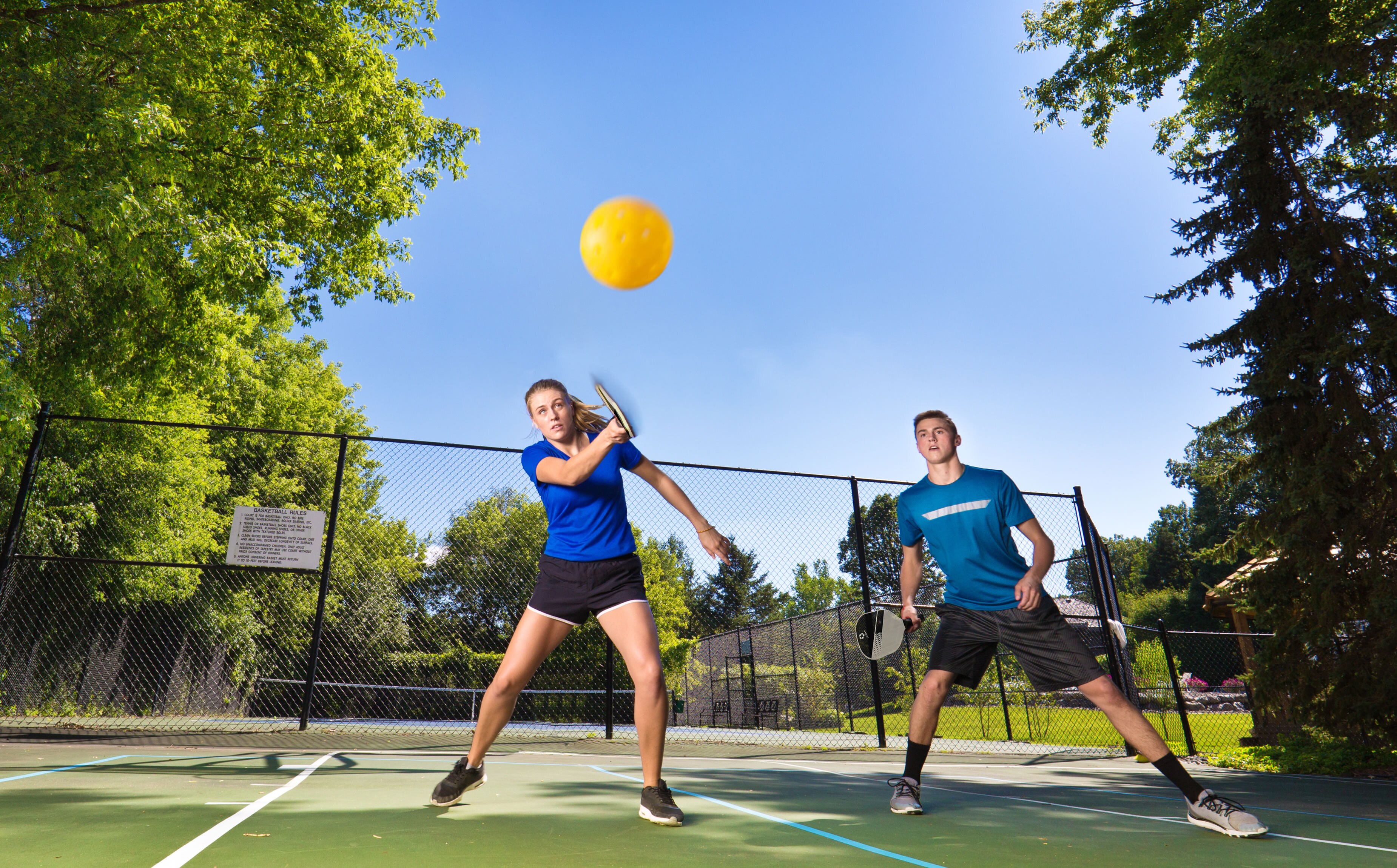 L.A. Sports Paddel-/Pickleball-Set mit Netz, 4 Schlägern & 4 Bällen