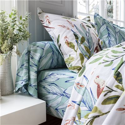 Linge de lit oiseaux et feuillage - BECQUET CRÉATION