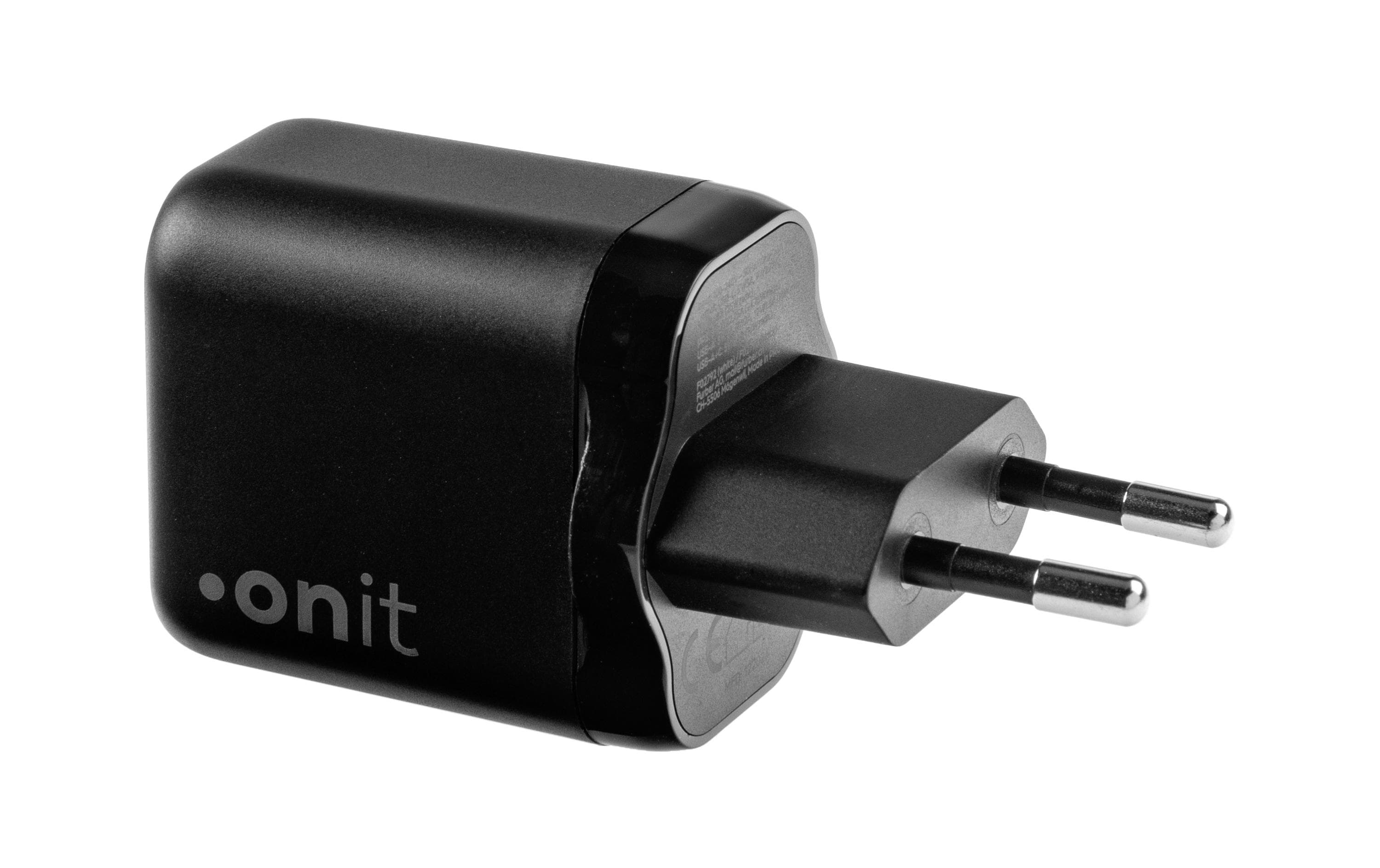 USB-Wandladegerät Dual 1C1A 25 W GaN SchwarzLadeadapter mit einem USB-C- und einem USB-A-Port