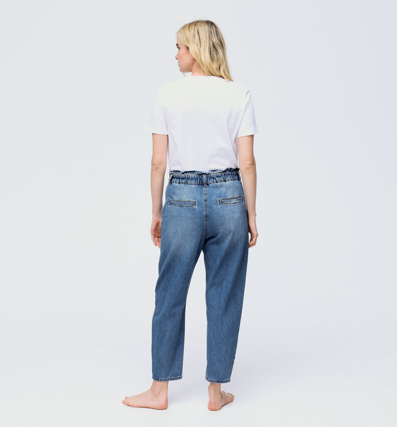 Jean balloon taille haute - Jean rinse