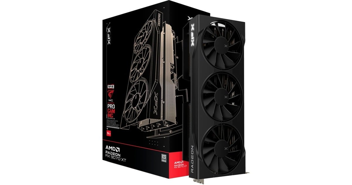 XFXRadeon RX 9070 XT Swift grafische kaart  (Zwart, RDNA4, GDDR6, 3x DisplayPort, 1x HDMI 2.1)