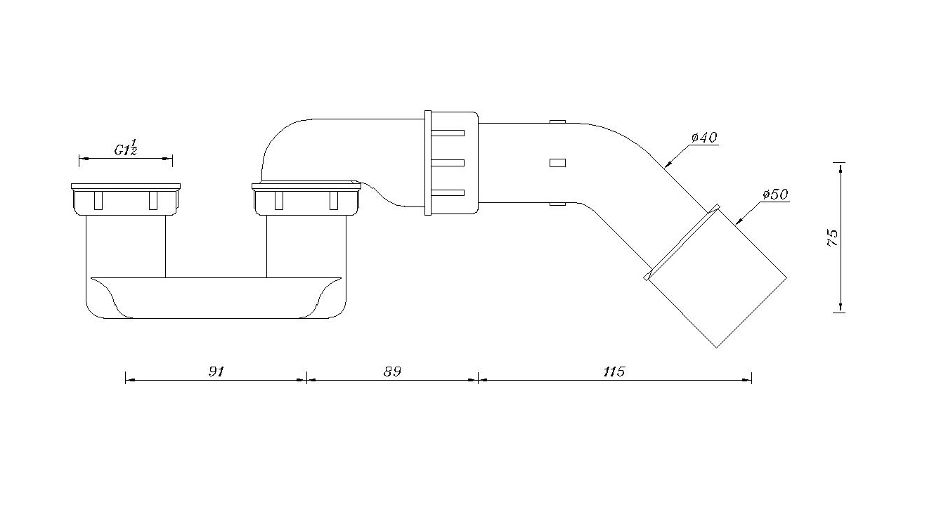 Best Design sifon voor badwaste 1 1/2 x 40mm