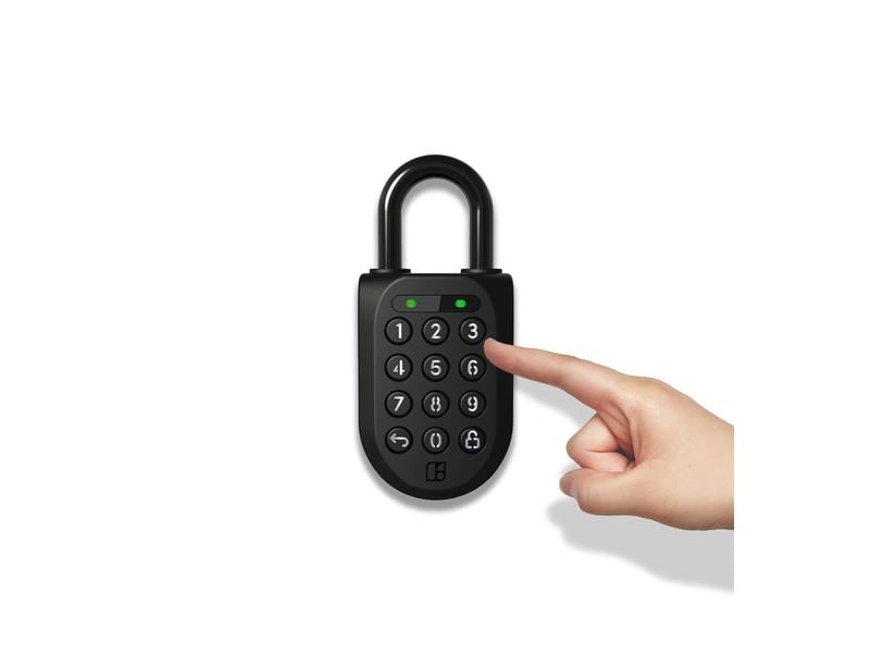 igloohome Sicherheitsschloss Padlock 2, Schwarz, Edelstahl Smartes, Bluetooth Vorhängeschloss mit Zahlenfeld