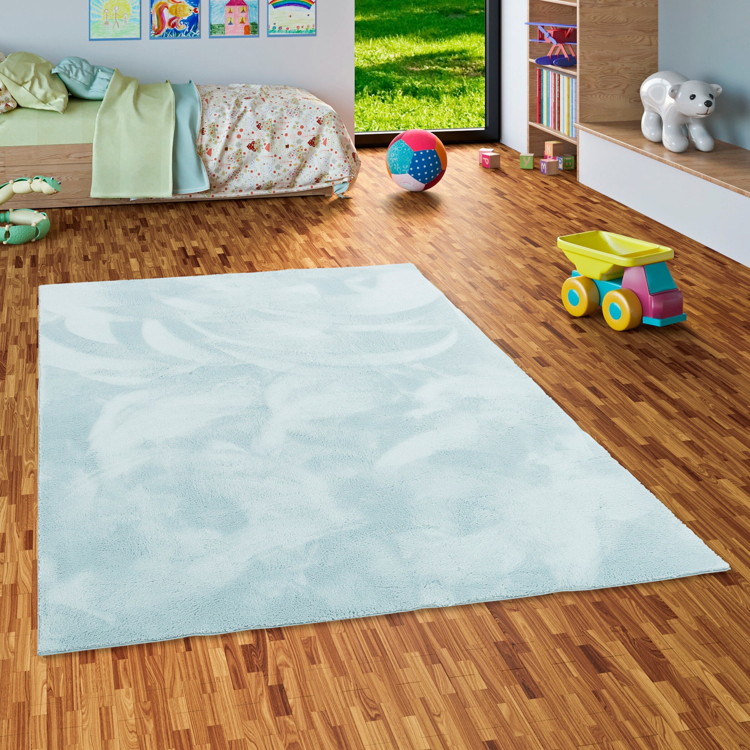 Pergamon Kinder Super Soft Fellteppich Pearl Kids Blau
