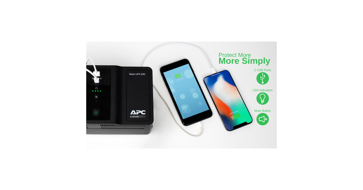 APCBack-UPS 850VA met USB Type-C en A oplaadpoorten ups  (Zwart, 8x Schuko, BE850G2-GR)