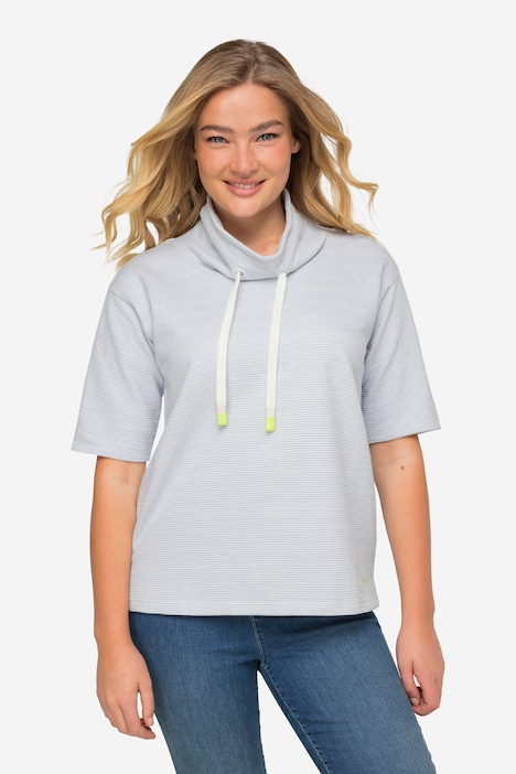 Sweatshirt, oversized, Ringel, Stehkragen, OEKO-TEX