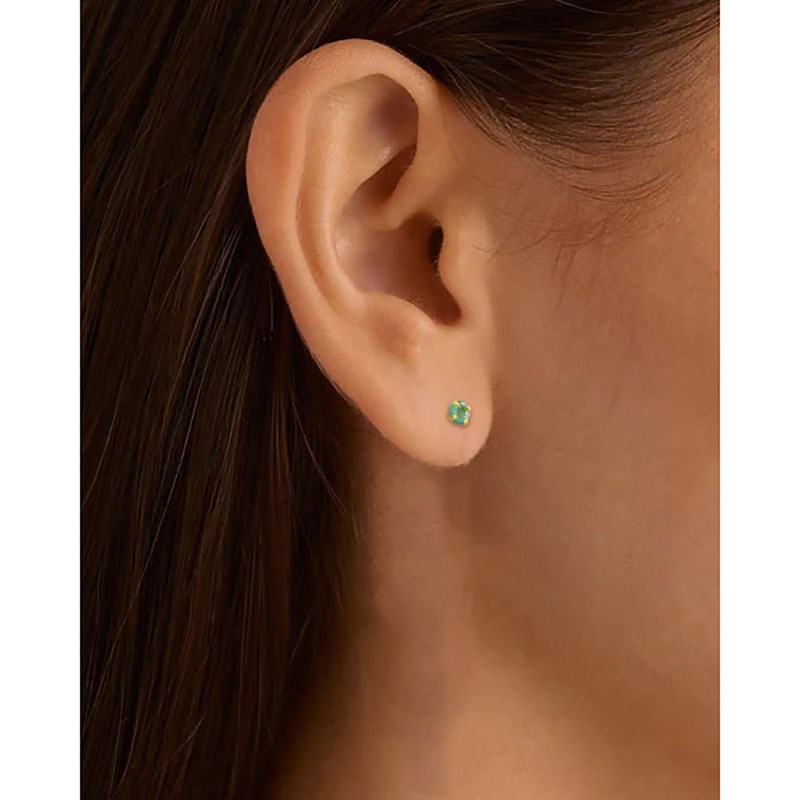 Boucles d'oreilles femme - émeraude - Or 9 Carats