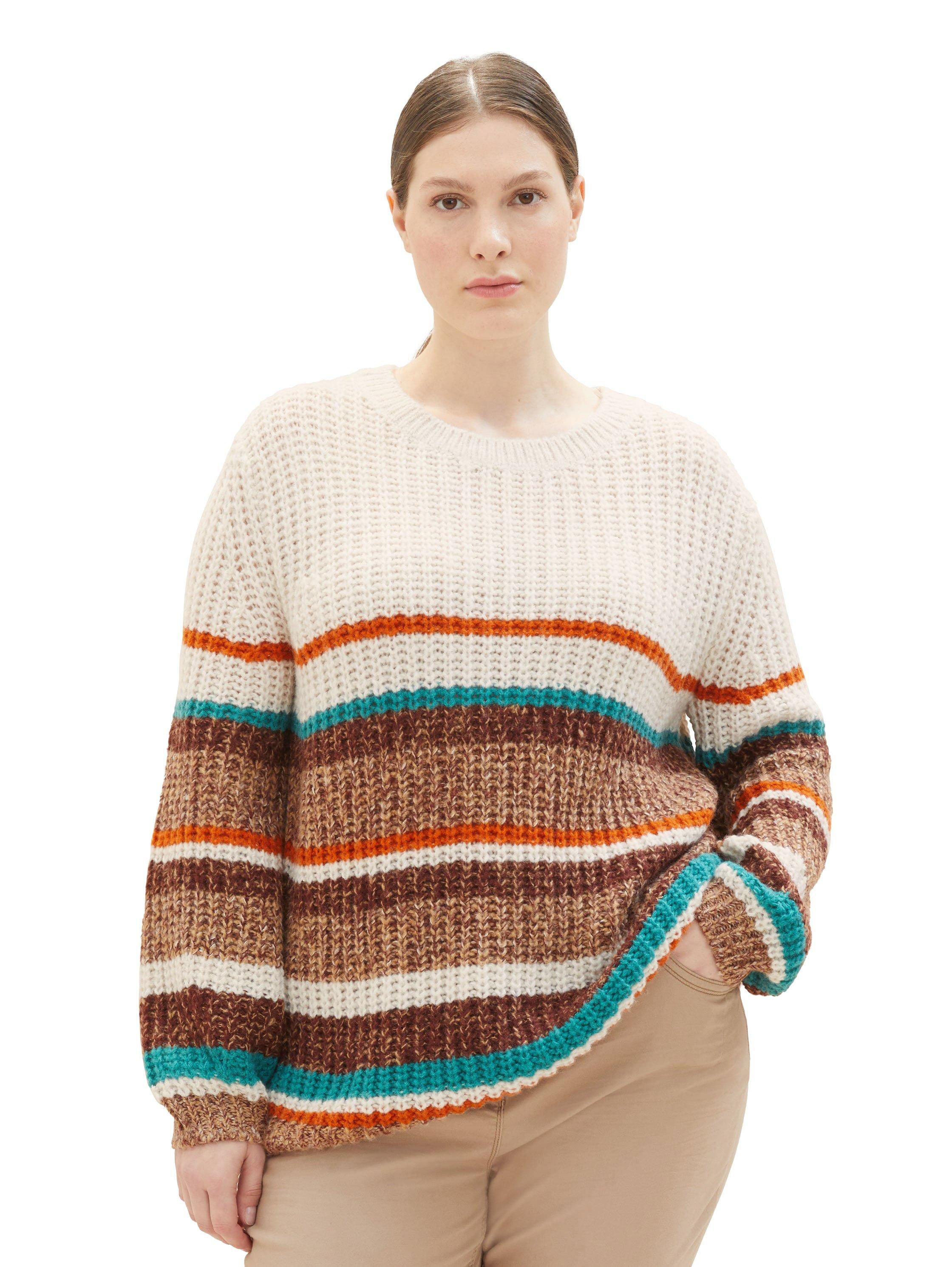 Gestreifter Strickpullover mit Wollanteil