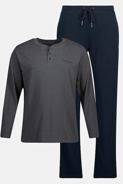 Schlafanzug, Homewear, OEKO-TEX, Zweiteiler, Langarm-Henley, lange Hose,