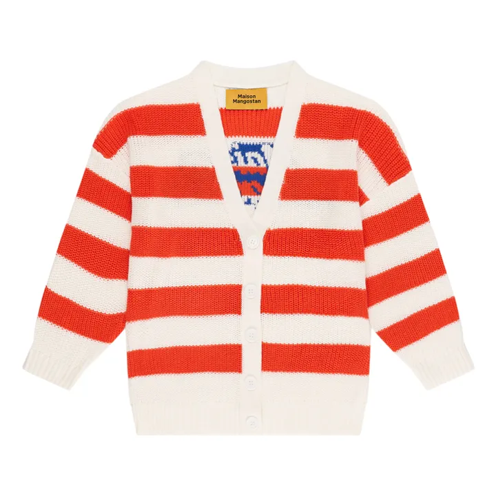Maison Mangostan Cardigan Rayure | Rouge