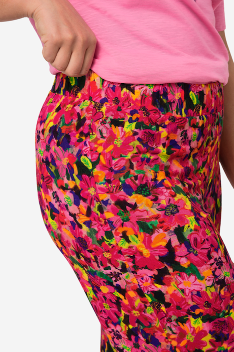 Jersey-Hose, gerades Bein, floraler Alloverdruck