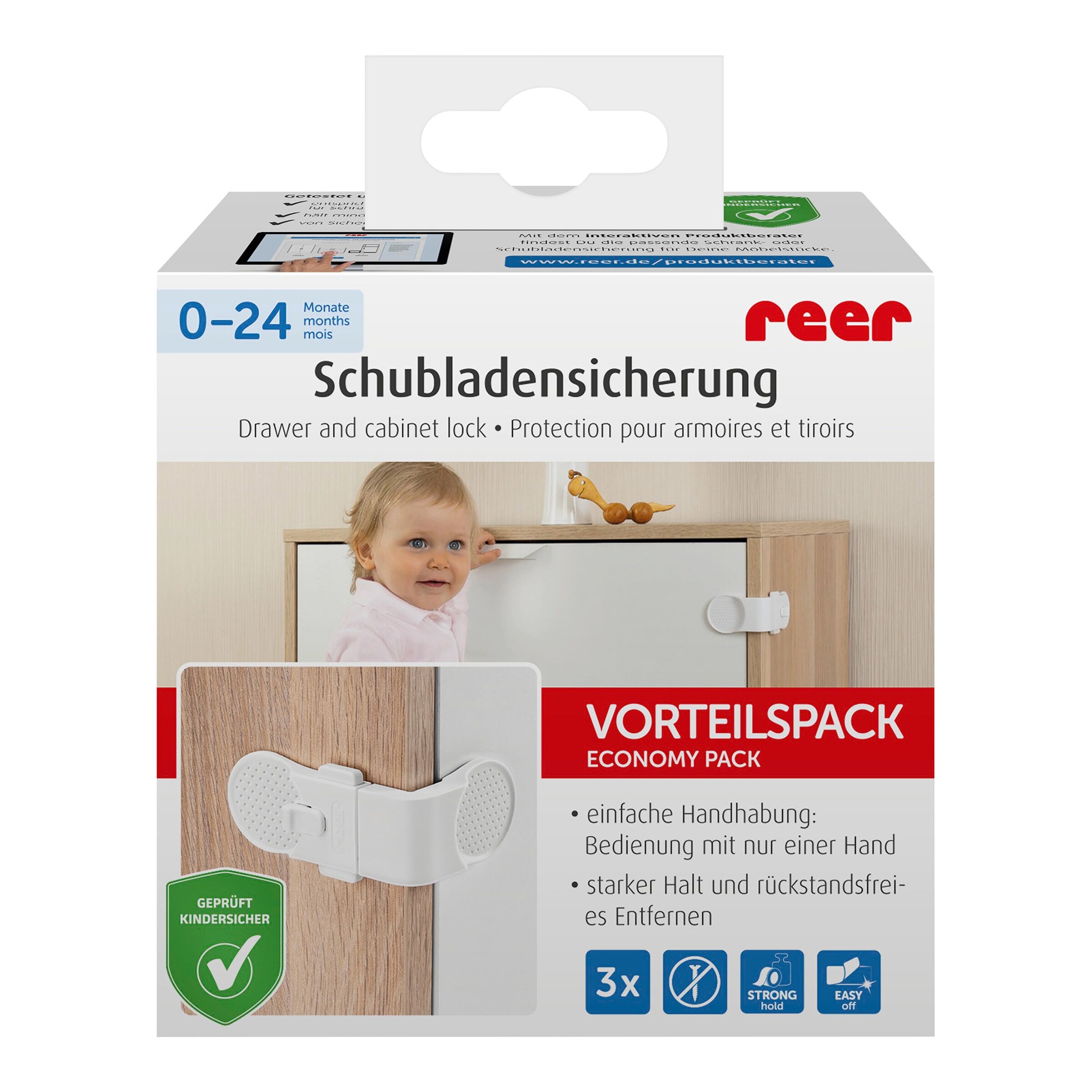 reer 3er-Pack Schrank-/Schubladensicherung