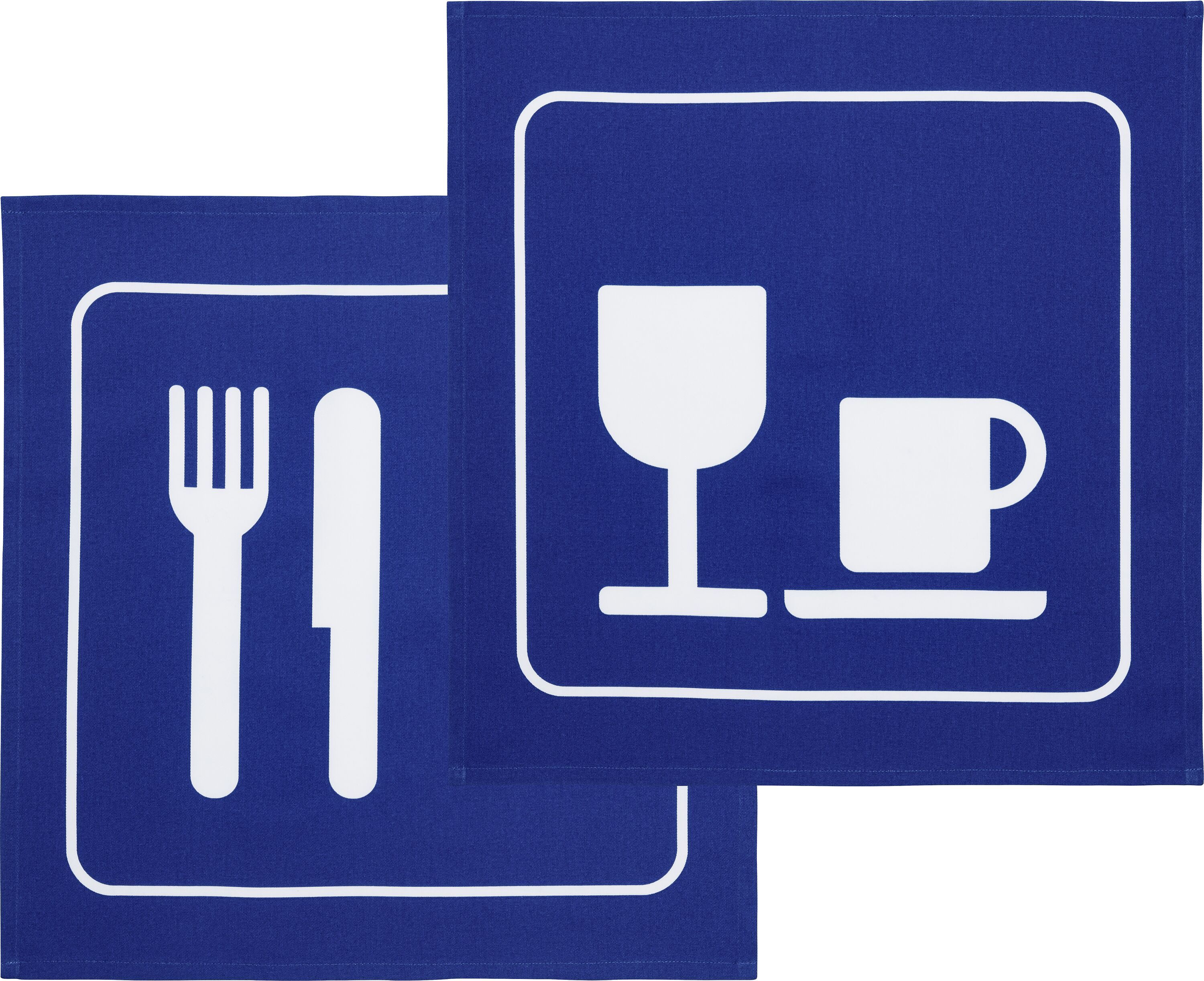 SE PICTO BISTRO 2er set Küchentuch 50x50 - Blau / B: 50.0 cm x H: 50.0 cm