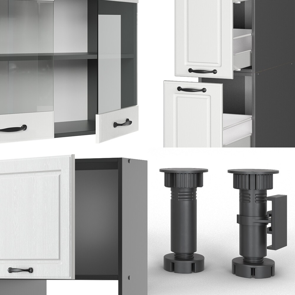 Vicco Küchenzeile Küchenblock Einbauküche R-Line 350 cm Landhaus Anthrazit Weiß Küche