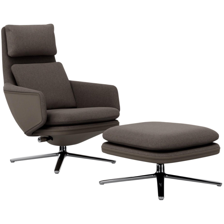 Vitra Grand Relax met ottoman Leder Forte sand/Cosy Fossil