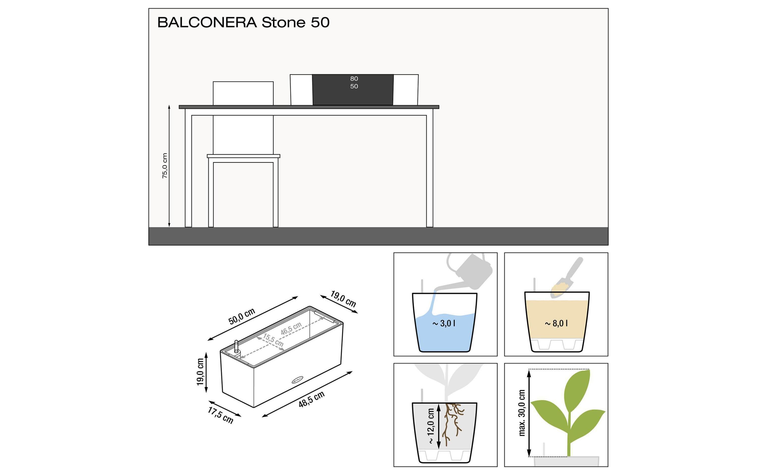 Blumentopf BALCONERA Stone 50 BeigeTopf