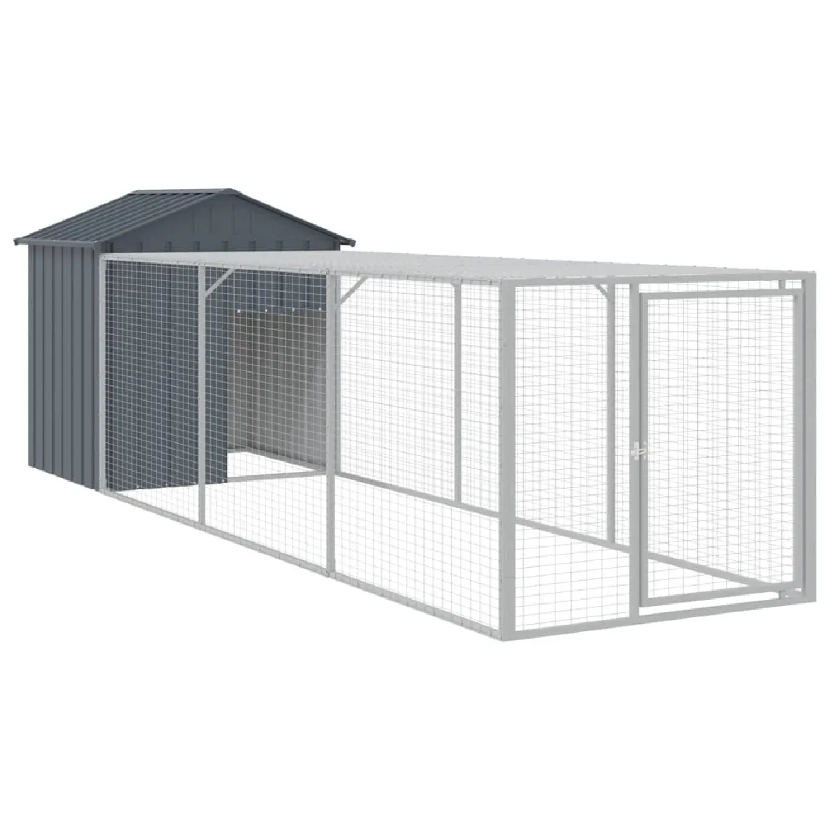 vidaXL Poulailler Cour Anthracite 117x405x123